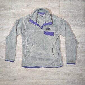 Patagonia Womens Re-Tool Snap-T Fleece Pullover Medium Gray Purple Jacket